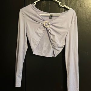 SHEIN - Flower Long-Sleeve Crop Top